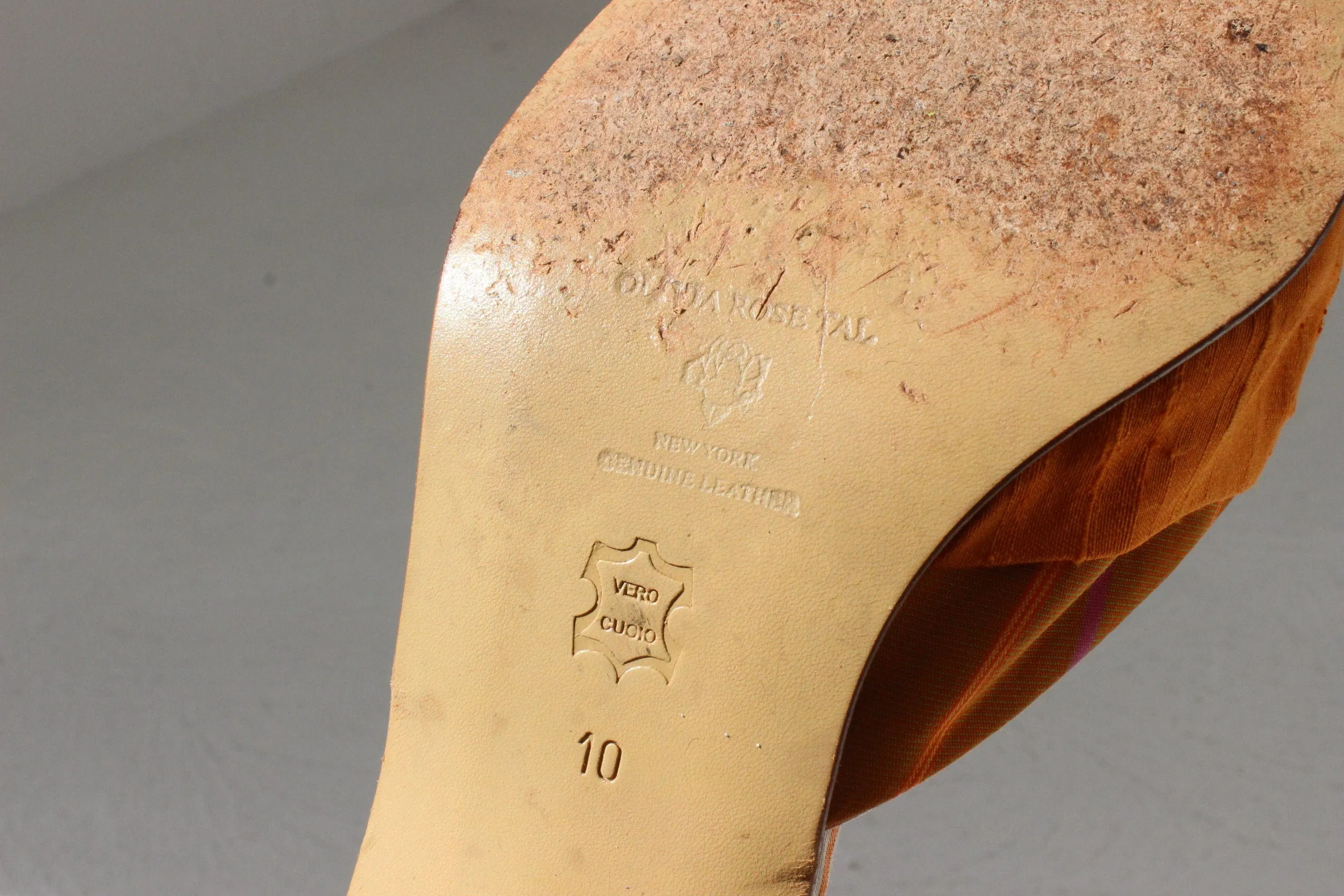 90s Olivia Rose Tal Raw Silk Courtier Mules w/ Brass Buckle - Euro 40