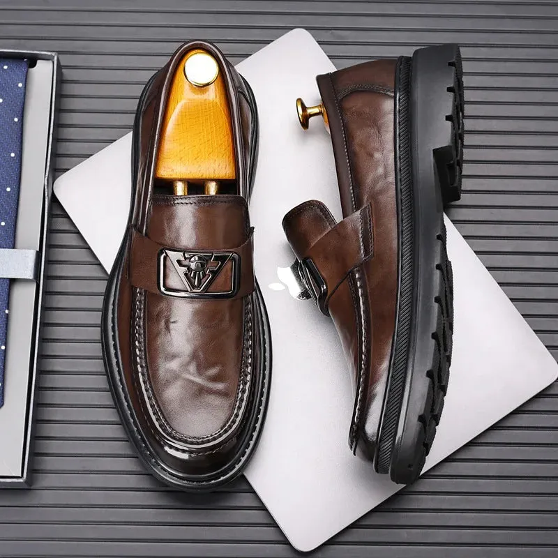 Aidase mens outfits Business Casual Horse Buckle Leather Shoes Man Spring Autumn New Designer Breathable Men's Top Layer Cowhide Men's Loafers Shoes