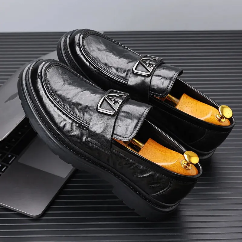 Aidase mens outfits Business Casual Horse Buckle Leather Shoes Man Spring Autumn New Designer Breathable Men's Top Layer Cowhide Men's Loafers Shoes