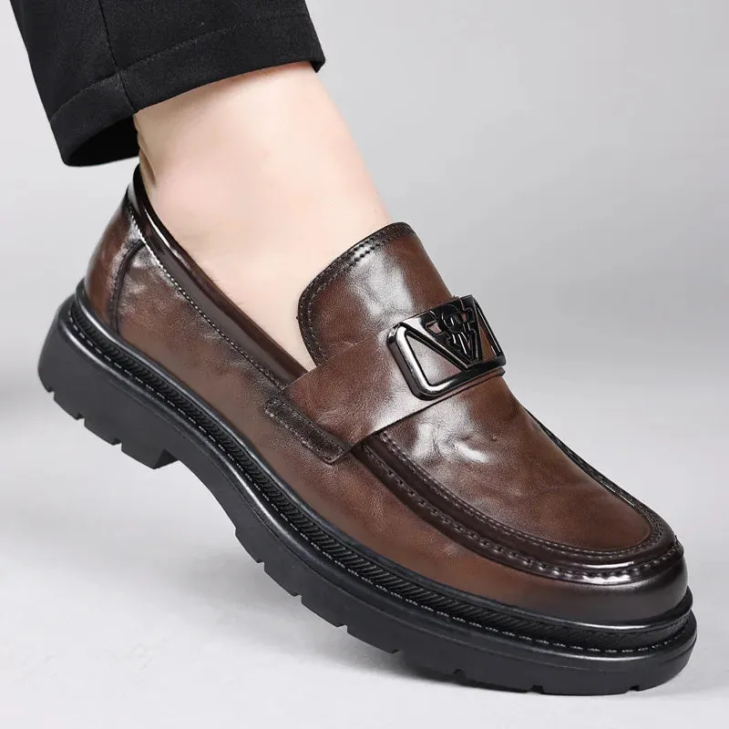 Aidase mens outfits Business Casual Horse Buckle Leather Shoes Man Spring Autumn New Designer Breathable Men's Top Layer Cowhide Men's Loafers Shoes