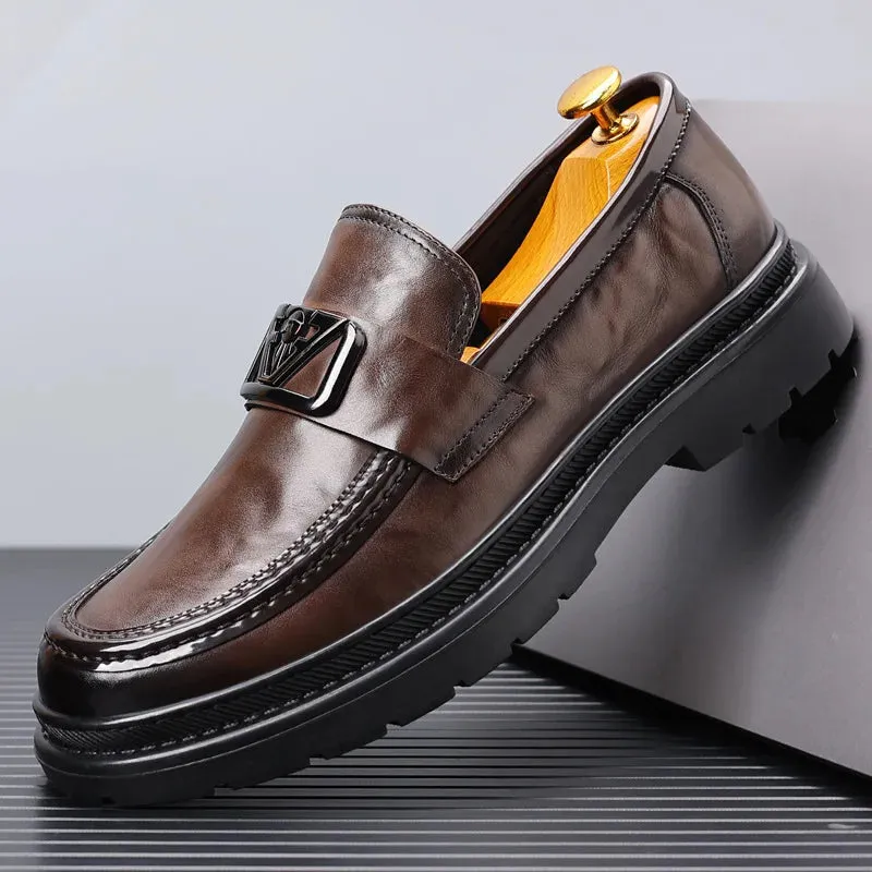 Aidase mens outfits Business Casual Horse Buckle Leather Shoes Man Spring Autumn New Designer Breathable Men's Top Layer Cowhide Men's Loafers Shoes