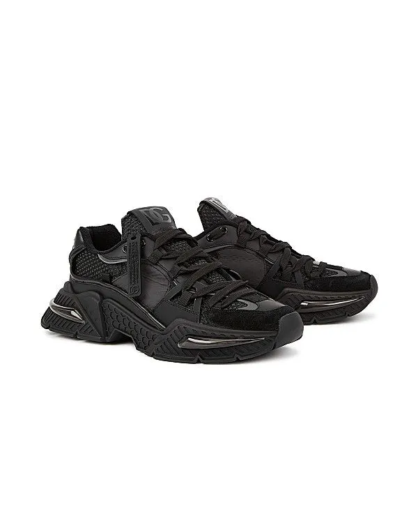 Airmaster Black Panelled Mesh Sneakers