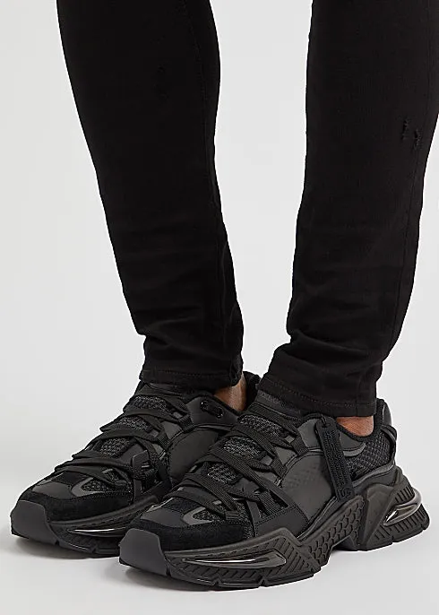 Airmaster Black Panelled Mesh Sneakers