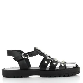 Antichi Romani 891 Nero Black Cage Sandals