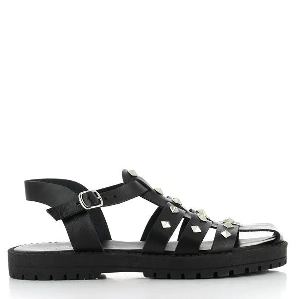 Antichi Romani 891 Nero Black Cage Sandals