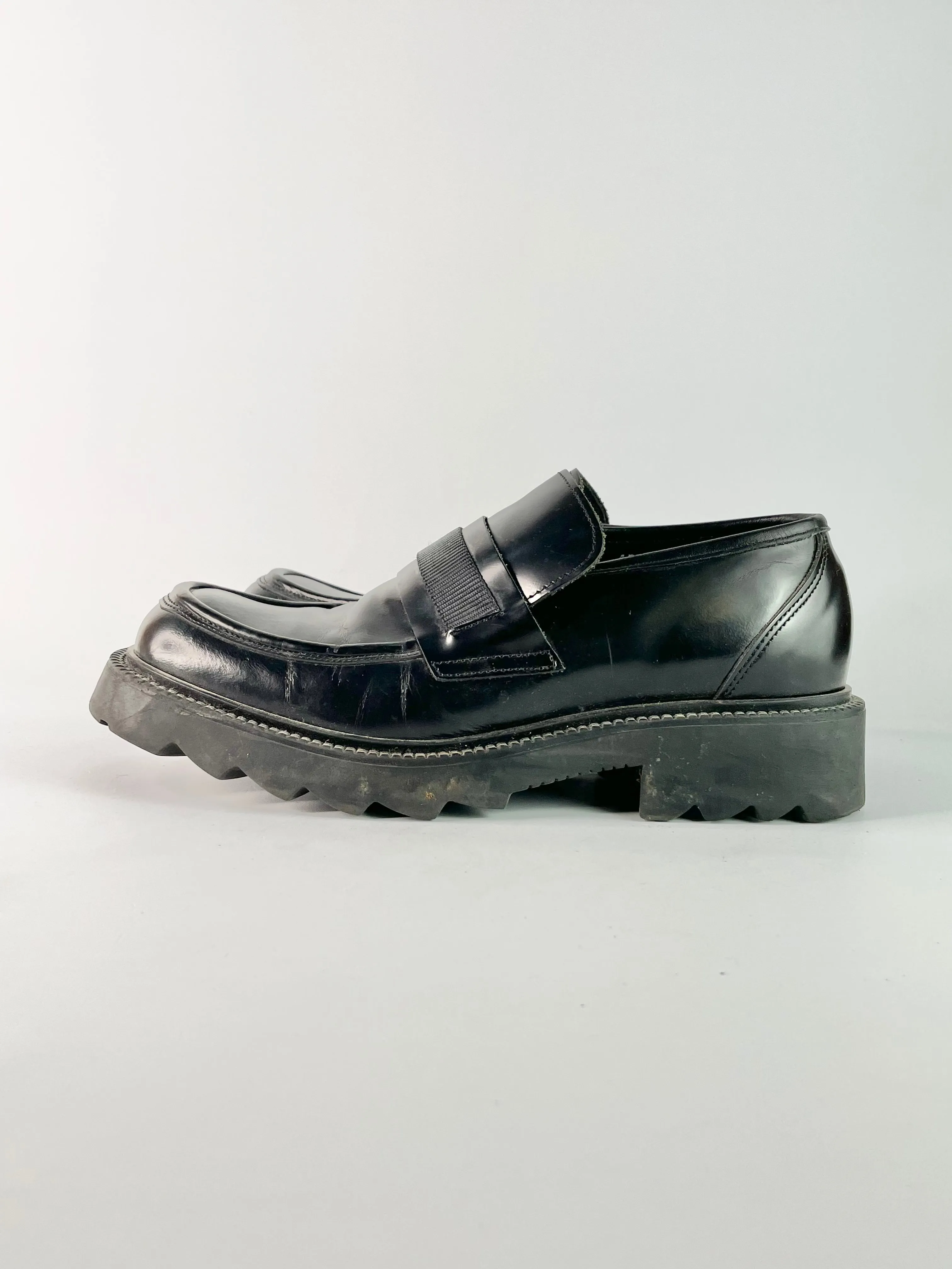 Aquila Black Leather Platform Loafers - EU41