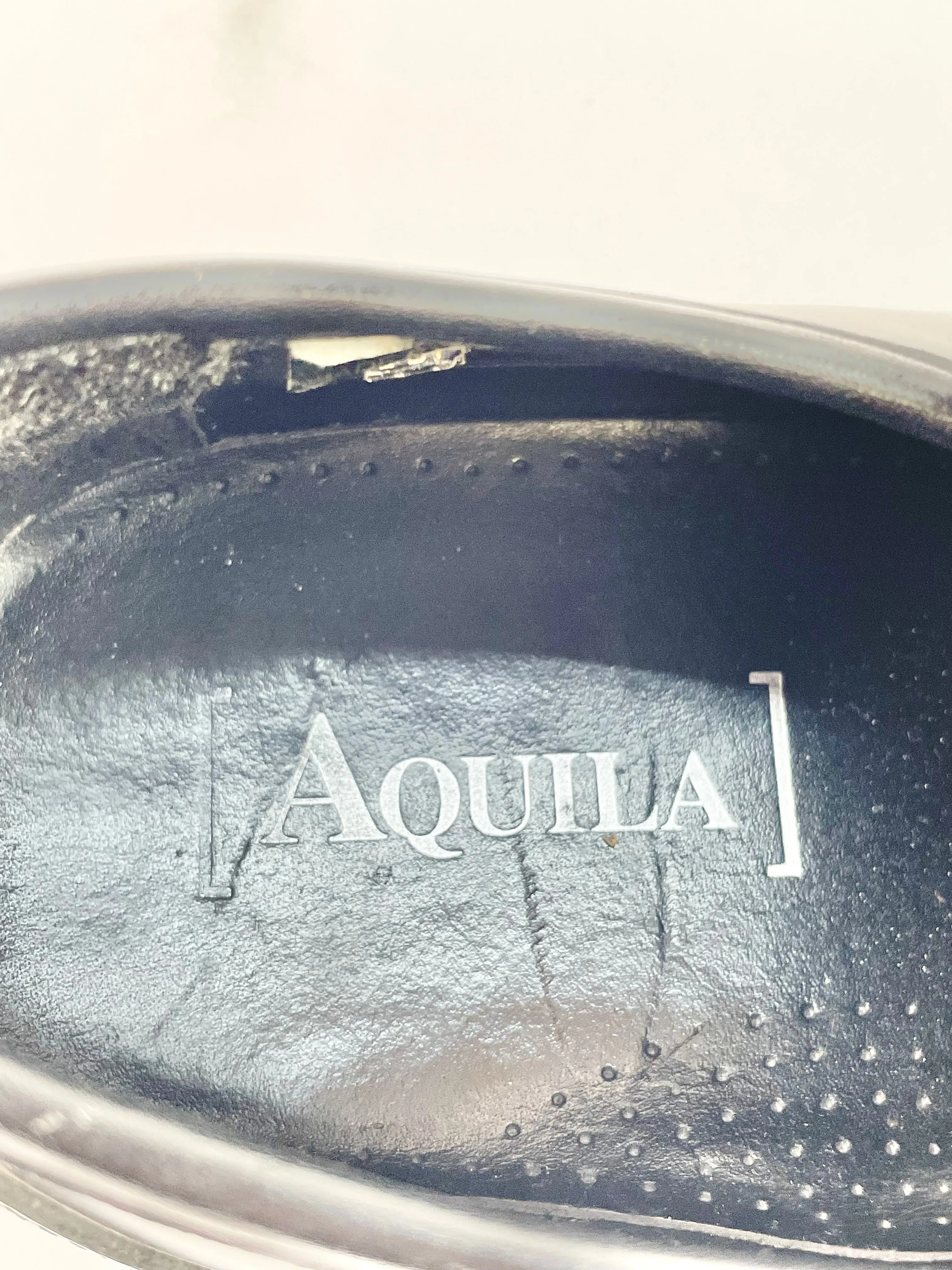 Aquila Black Leather Platform Loafers - EU41