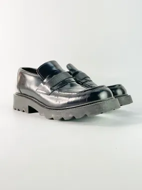 Aquila Black Leather Platform Loafers - EU41