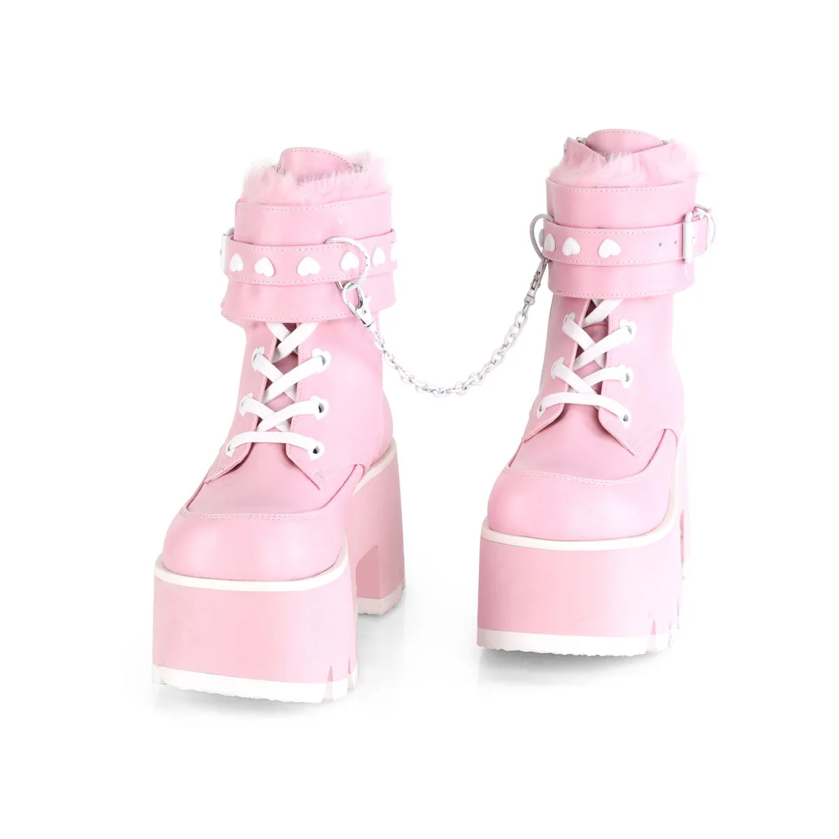 ASHES-57 Demoniacult Alternative Footwear Pink Chunky Platform Ankle Boots