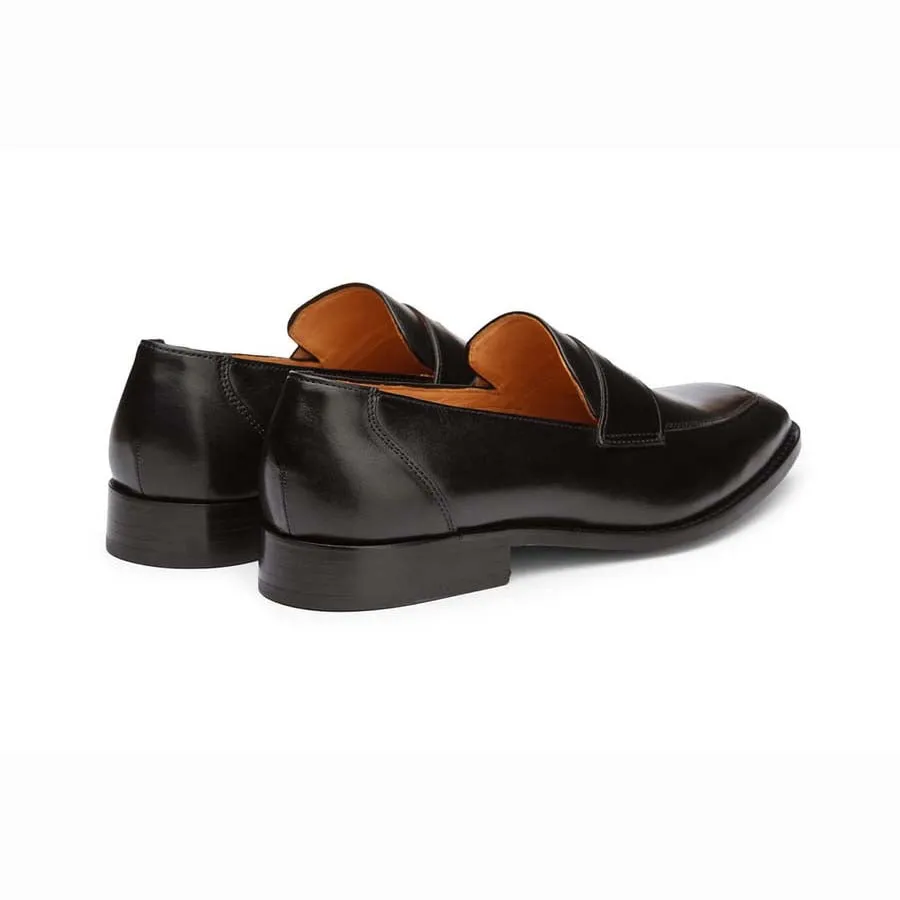 Black Square Toe Penny Loafers with Split toe