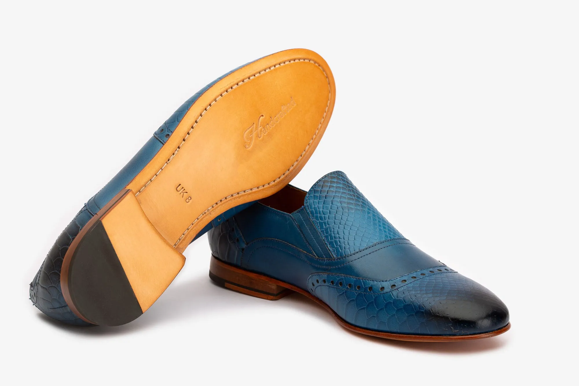 Blue Python Print Loafers