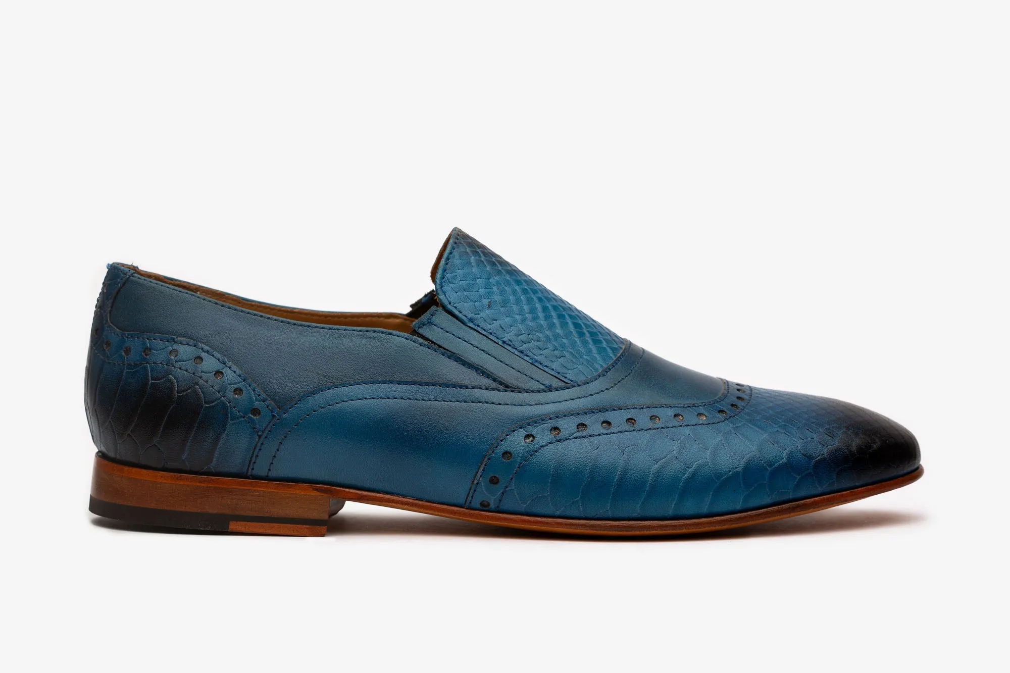 Blue Python Print Loafers