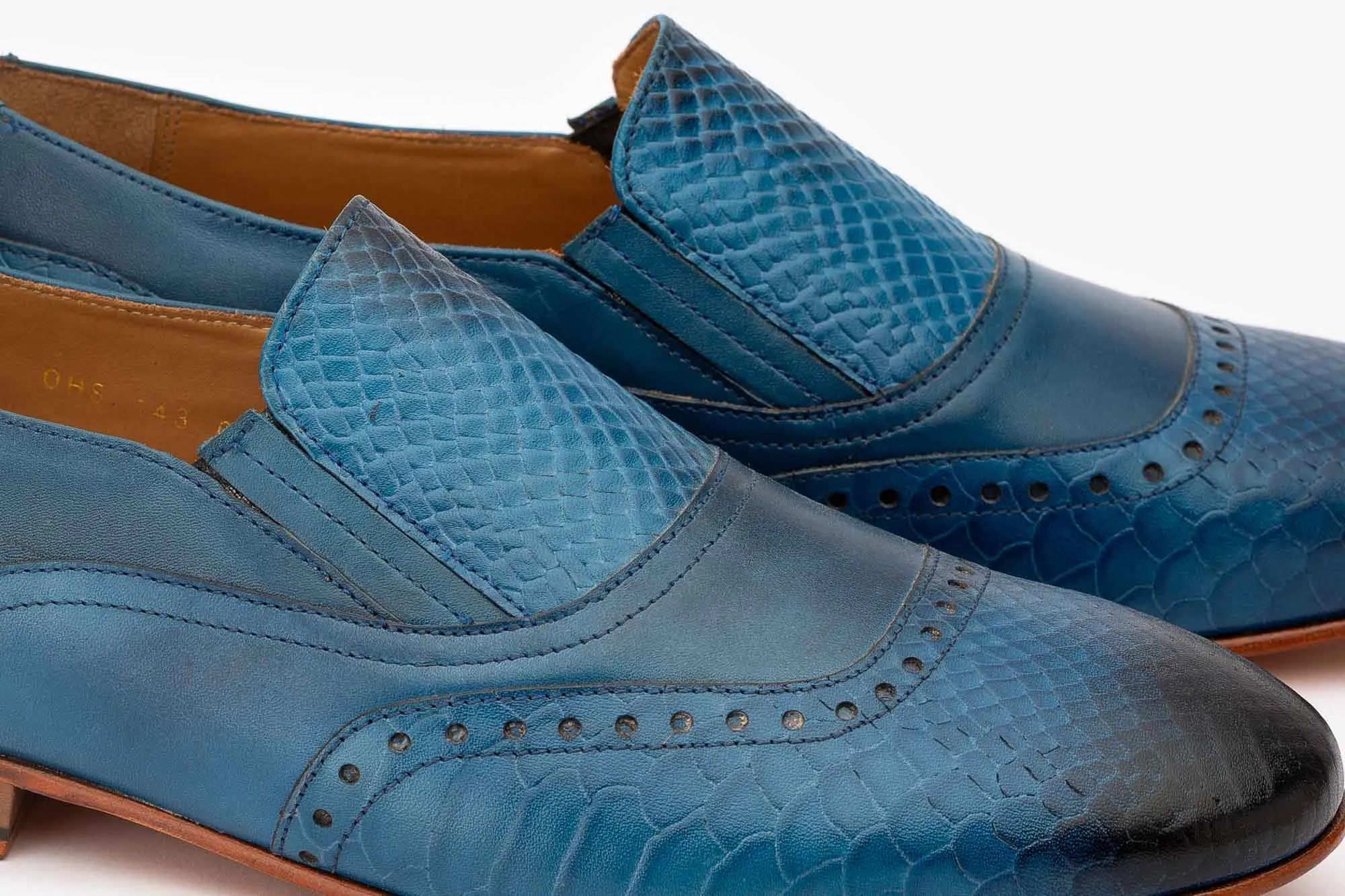 Blue Python Print Loafers