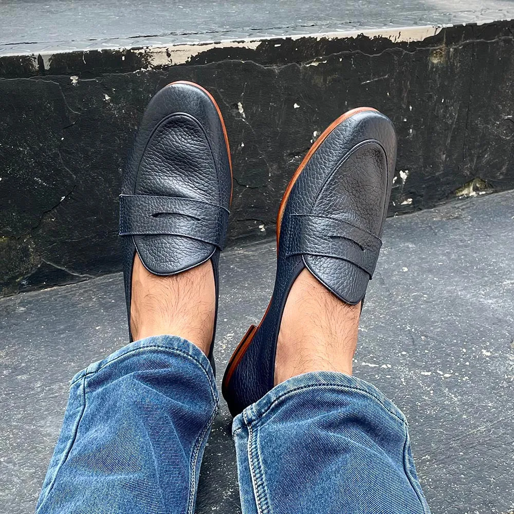 Blue Unlined Supersoft City Penny Loafers