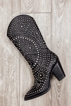 Boot Scootin Bedazzled Calf Boot- Black