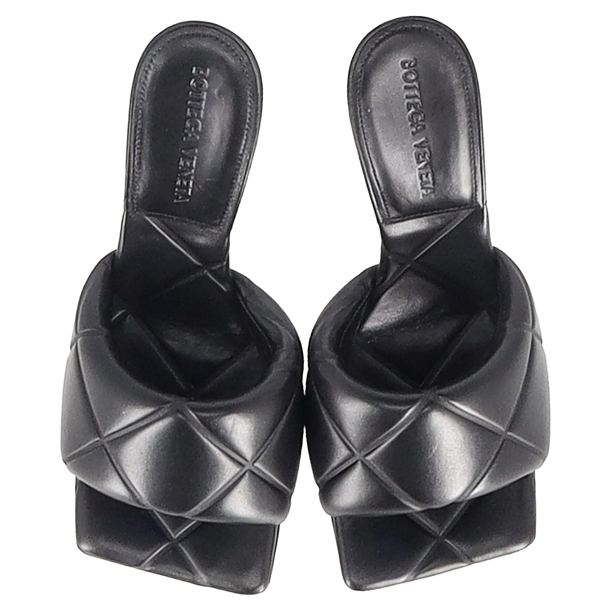Bottega Veneta Lido Mules in Black Lambskin Leather
