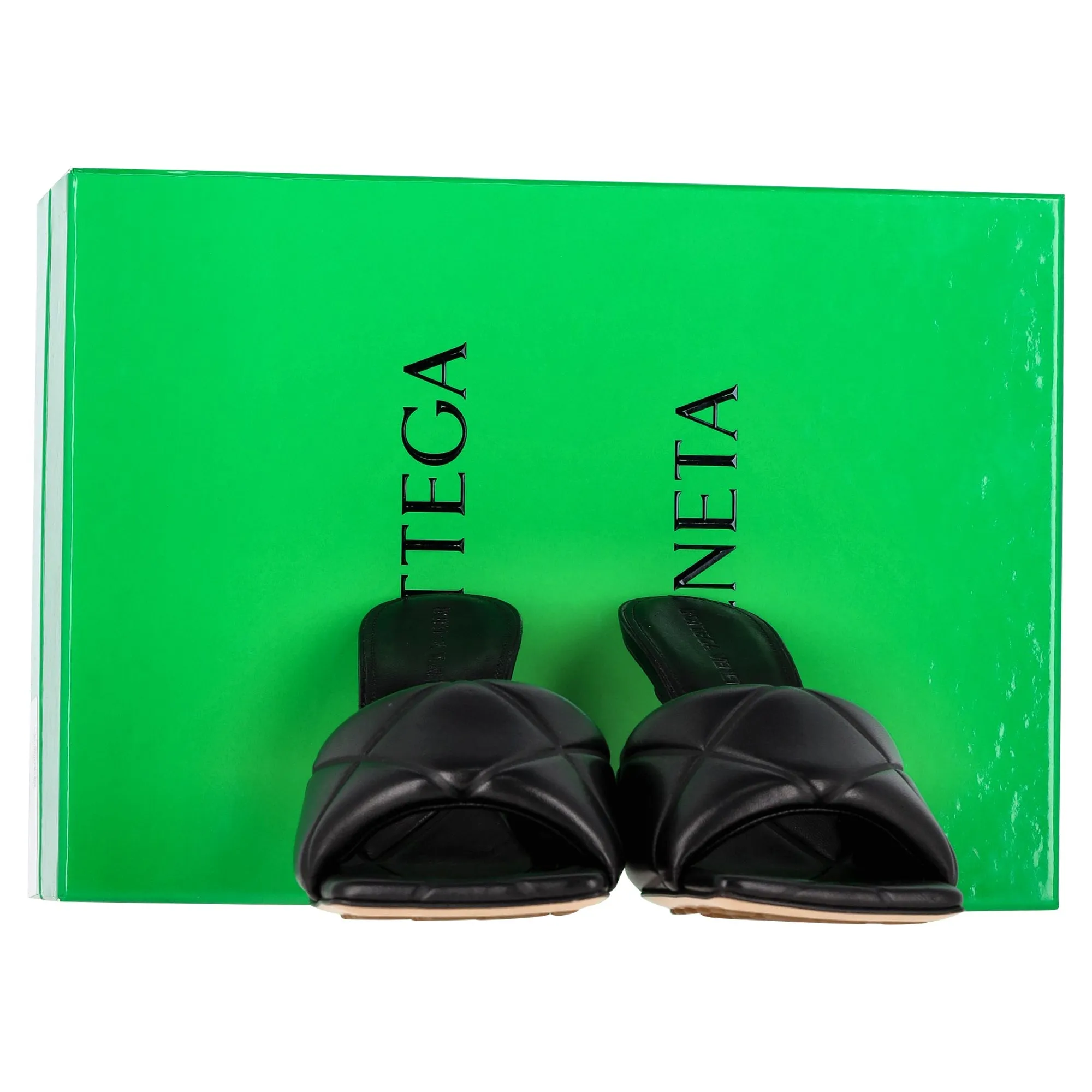 Bottega Veneta Lido Mules in Black Lambskin Leather