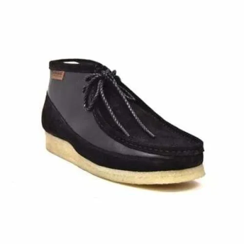 British Walkers Walker 100 Wallabee Boots Men's Black Leather and Suede