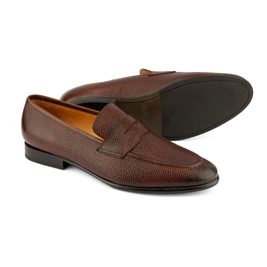 Brown Grain Penny Loafers