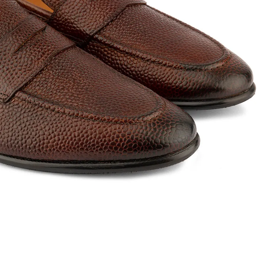 Brown Grain Penny Loafers