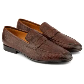 Brown Grain Penny Loafers