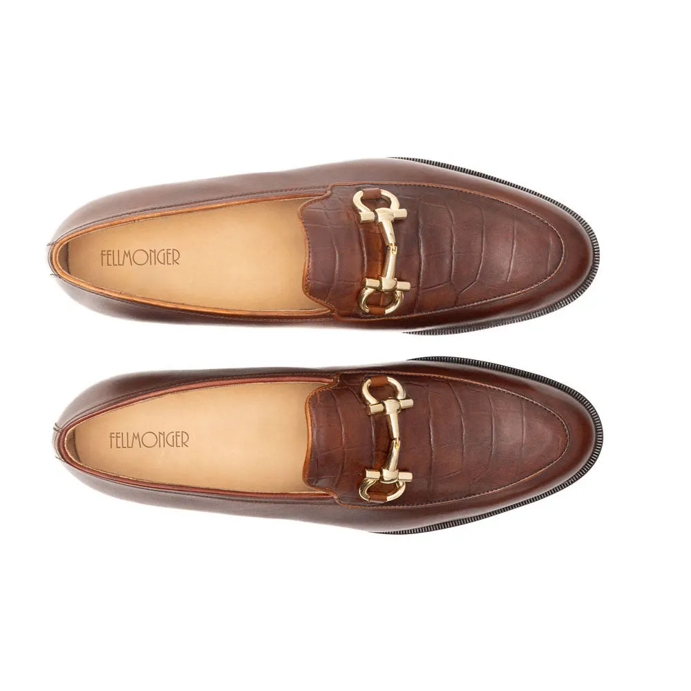 Brown Handpainted Croco Detail Buckle Loafers