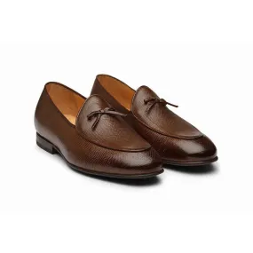 Brown Lizzard Pattern Bowtie Loafers