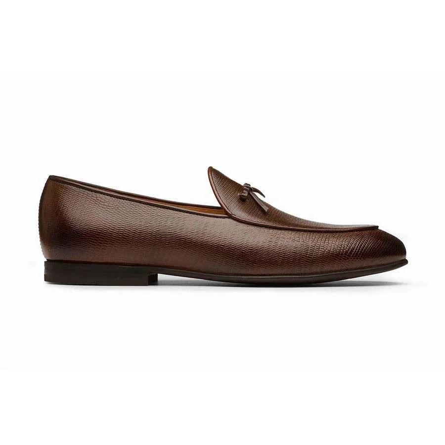 Brown Lizzard Pattern Bowtie Loafers