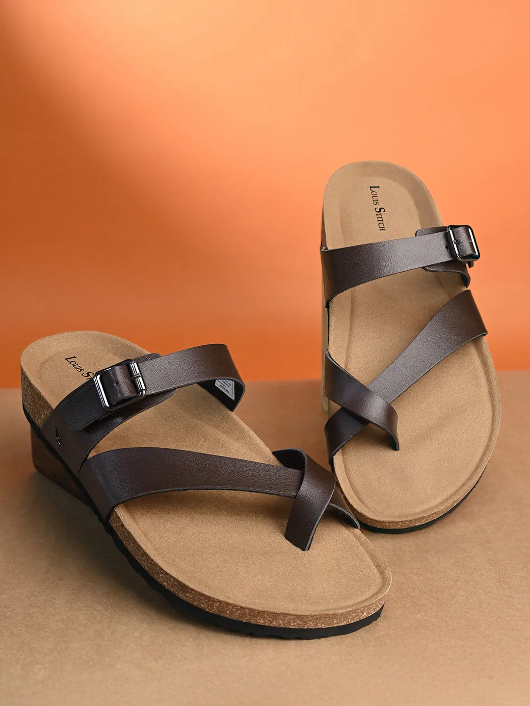 Brunette Brown Lightweight Open Toe ring Slip-on Cork Sandal