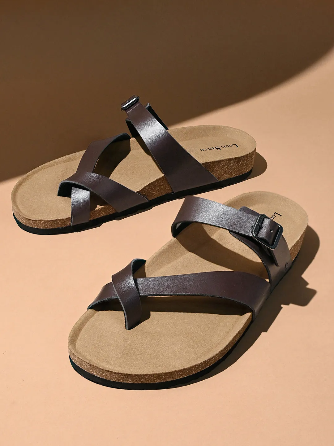 Brunette Brown Lightweight Open Toe ring Slip-on Cork Sandal