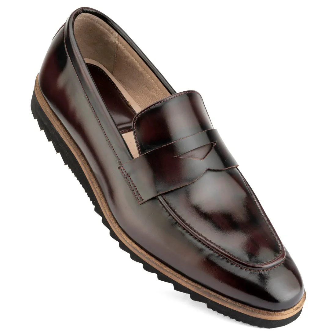 Brushed Burgundy Sporty Sole Loafers