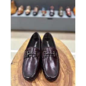 Burgundy Bradided Buckle Loafers