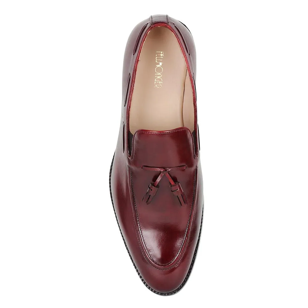 Burgundy Mirror Glossed Patina Tassel Loafers