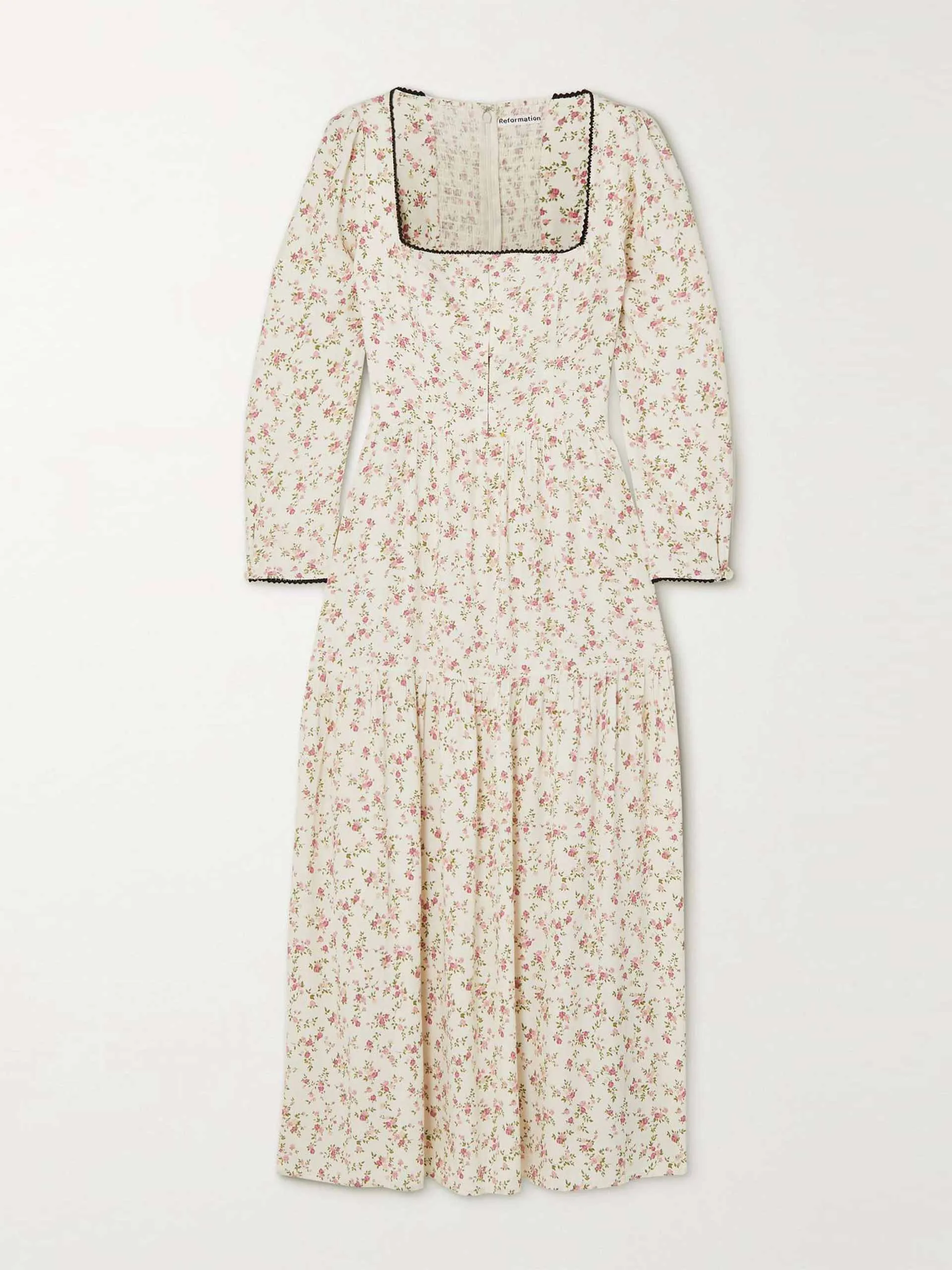 Chaylyn ric rac-trimmed floral-print crepe midi dress