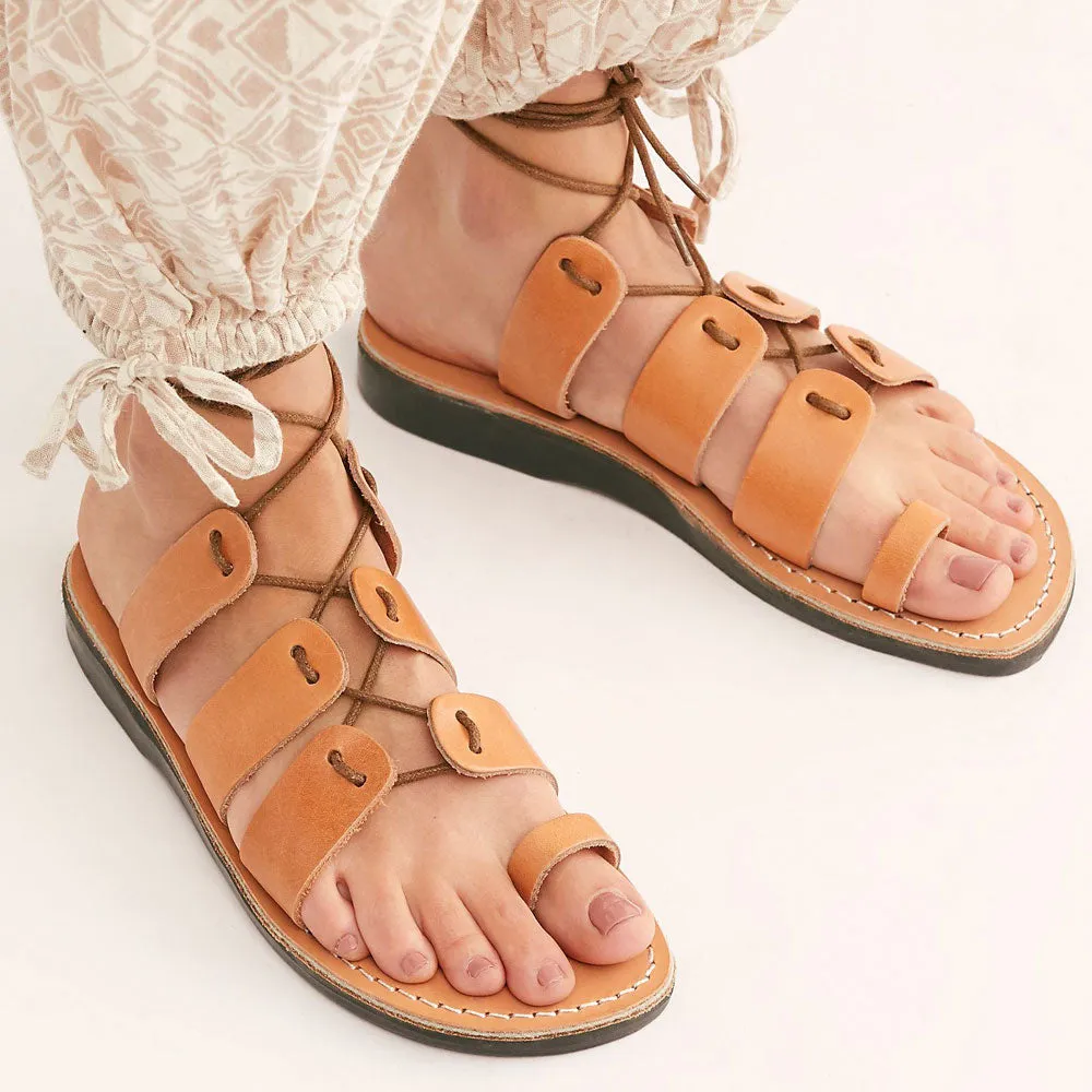 Deborah - Leather Lace Up Sandal | Tan