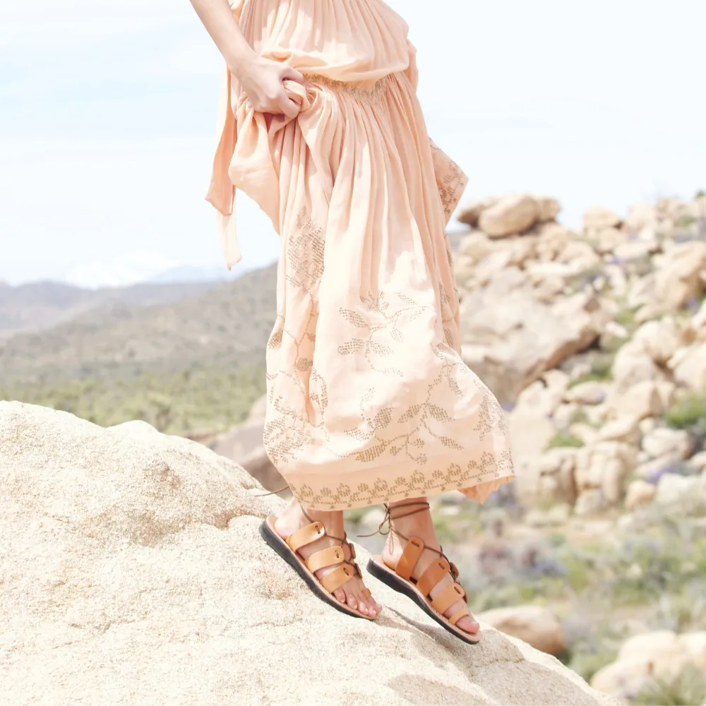 Deborah - Leather Lace Up Sandal | Tan