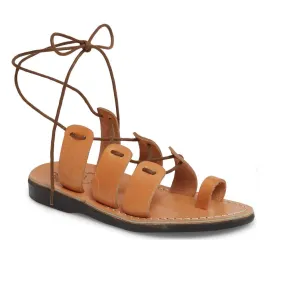 Deborah - Leather Lace Up Sandal | Tan