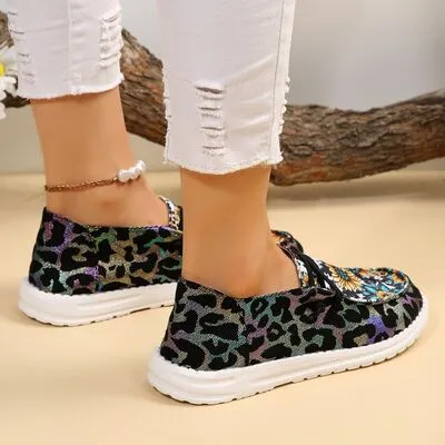 Explore More Collection - Sunflower Pattern Flat Loafers