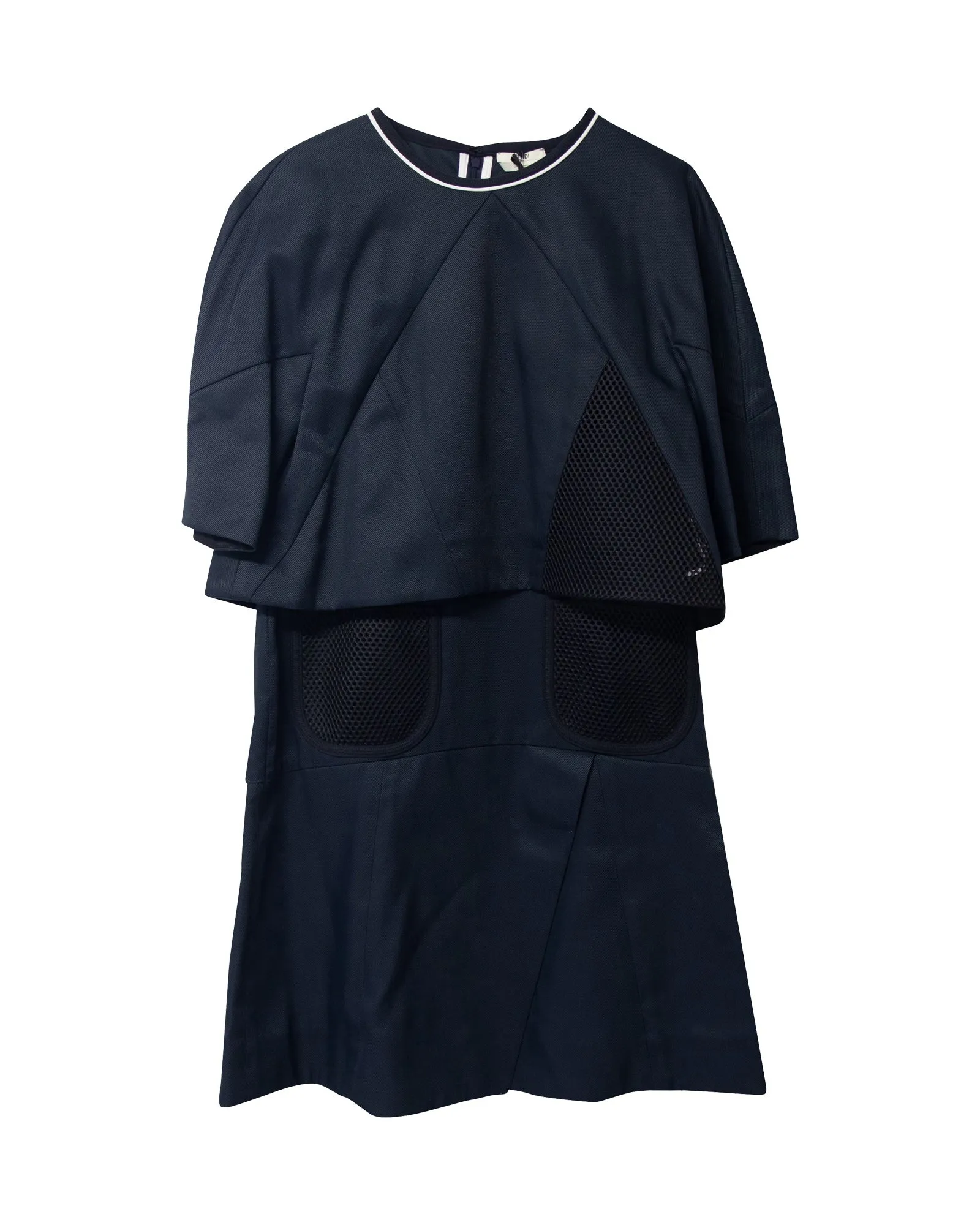 Fendi Dress with Cape and Mesh detail in Navy Blue Polyamide
