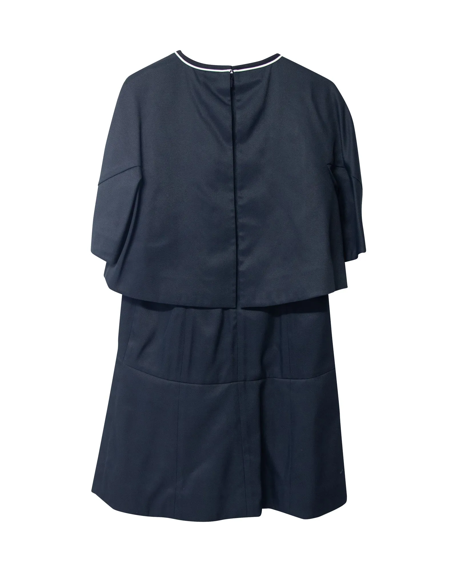 Fendi Dress with Cape and Mesh detail in Navy Blue Polyamide