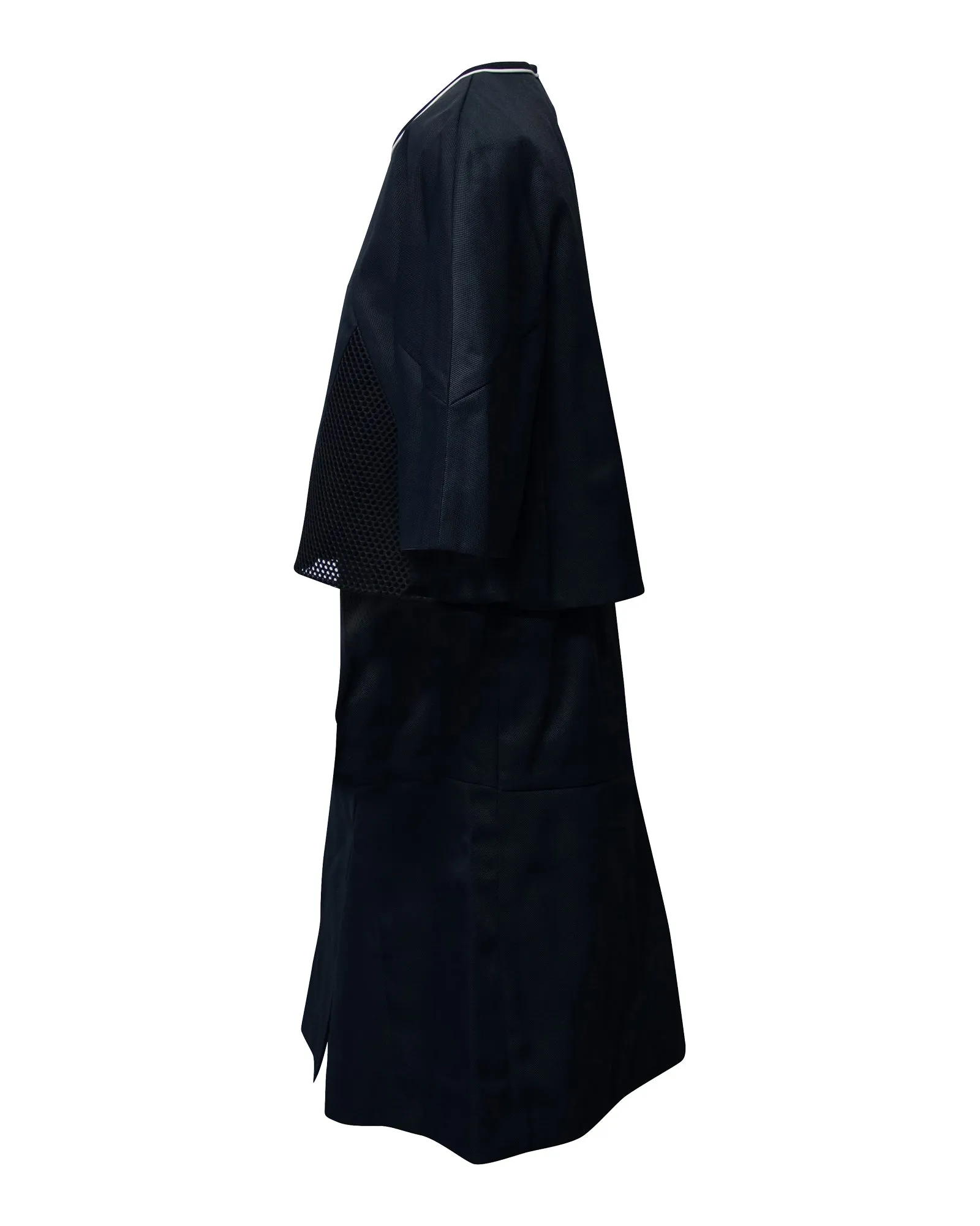 Fendi Dress with Cape and Mesh detail in Navy Blue Polyamide