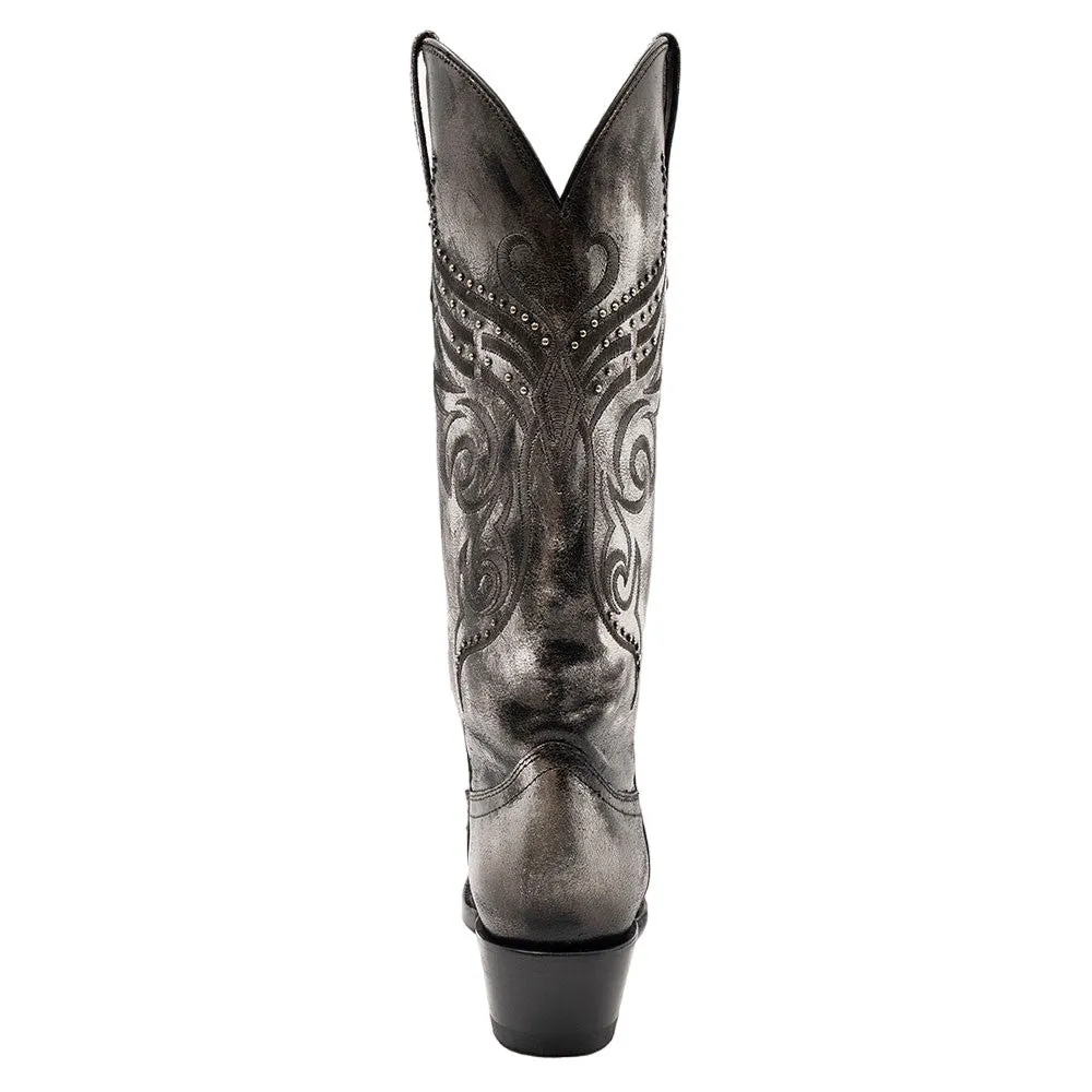 Ferrini Masquerade Silver Metallic Full Grain Snipped Toe Leather Boots