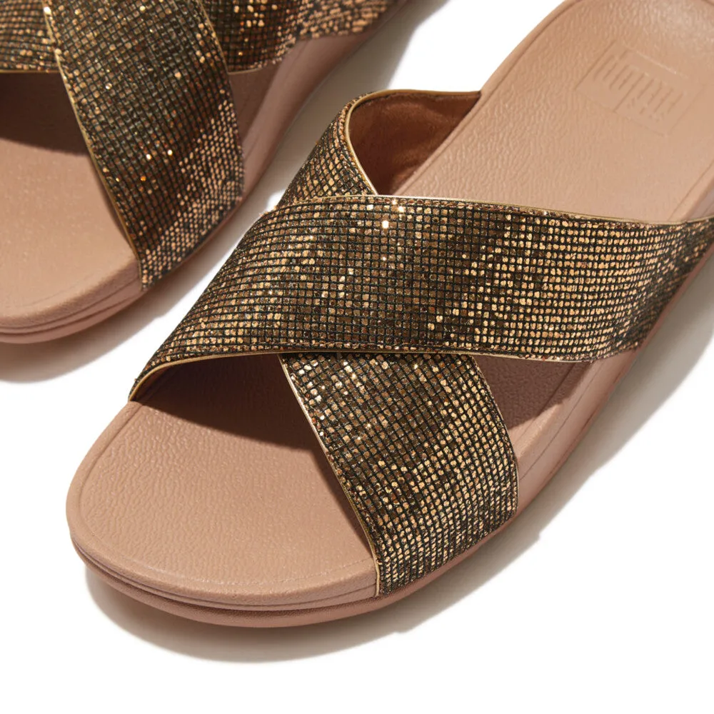 Fitflop Lulu Glitterball Cross Slide Gold