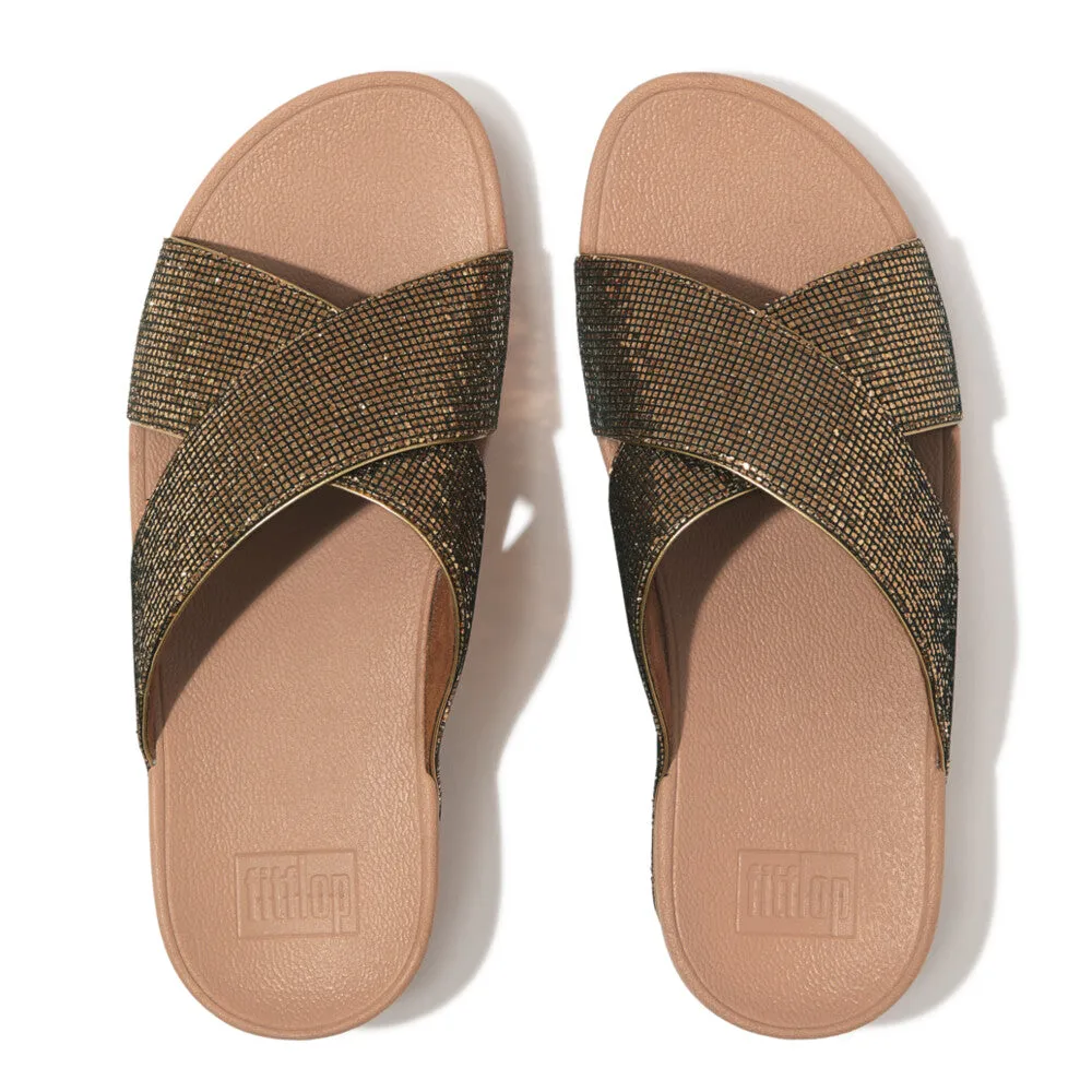 Fitflop Lulu Glitterball Cross Slide Gold