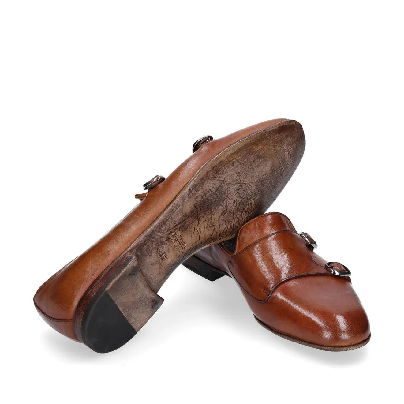 Franceschetti Sirio Men's Shoes Brown Horse Leather Double Buckle Belgian Loafers (FCCT1003)