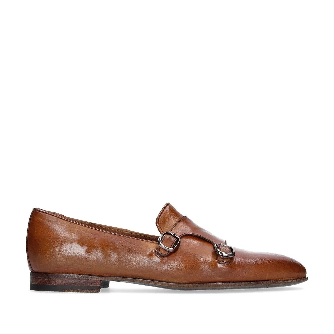 Franceschetti Sirio Men's Shoes Brown Horse Leather Double Buckle Belgian Loafers (FCCT1003)
