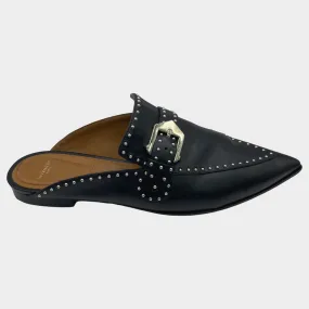 Givenchy women's black leather slip on loafers with silver hardware