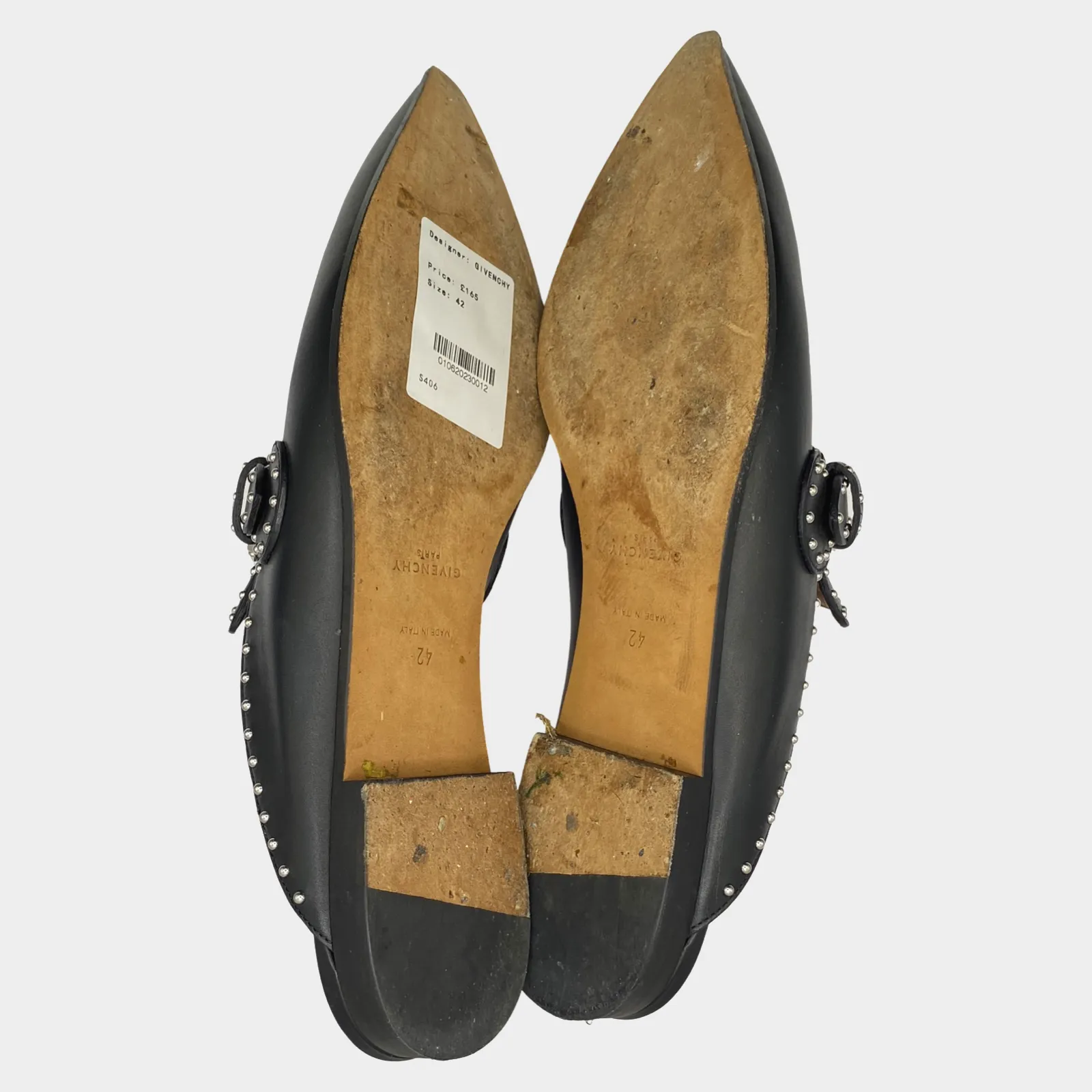 Givenchy women's black leather slip on loafers with silver hardware