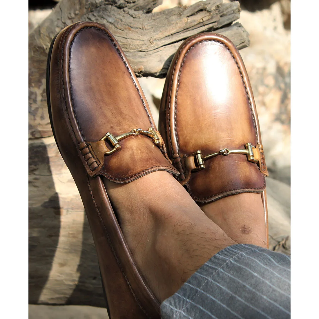 Goldenrod Tan Patina Loafers