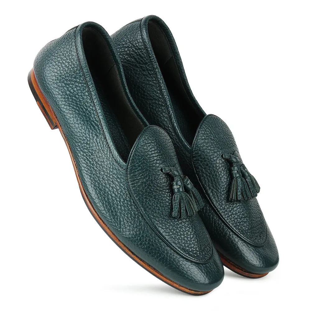 Green Unlined Supersoft City Tassel Loafers